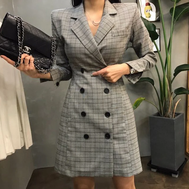 Женское платье блейзер с длинным рукавом Heydress офисное двубортное трапеция в