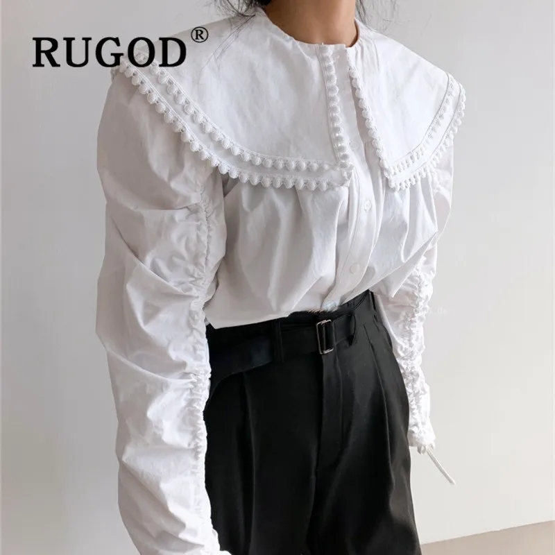 Женская блузка с кукольным воротником RUGOD элегантный топ длинным рукавом