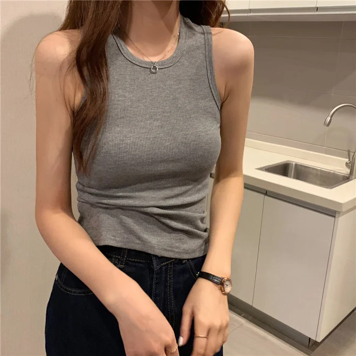 

White Suspender Vest Women's Inner Match Summer 2021 New Outer Wear Wide Shoulder Strap Sleeveless Bottomless Top Long Top