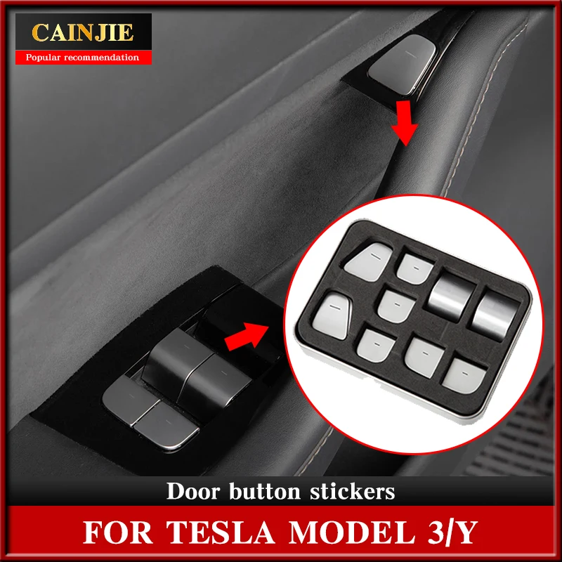 

Model 3 Door button decoration sticker ABS For Tesla Model 3 Y Accessories Window Lift Switch Button Sticker model three 2020