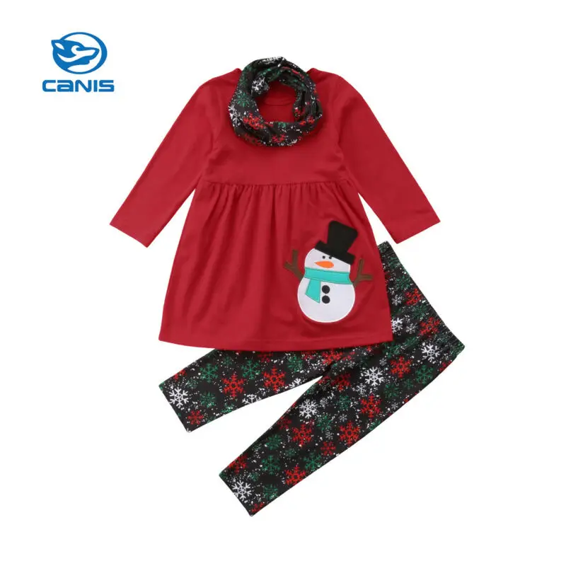 Рождественские наряды детская одежда для девочек футболки с длинными рукавами и