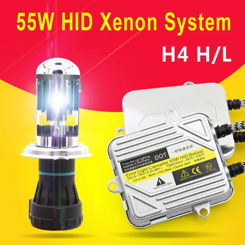 1 комплект 55 Вт быстрый запуск 12 В h4 Hi/low H4 биксенон HID высокий/низкий hid 3000k 4300k 5000k