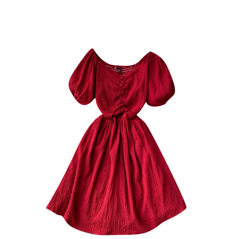 Платье женское короткое с пышными рукавами весна-лето 2021 | Женская одежда