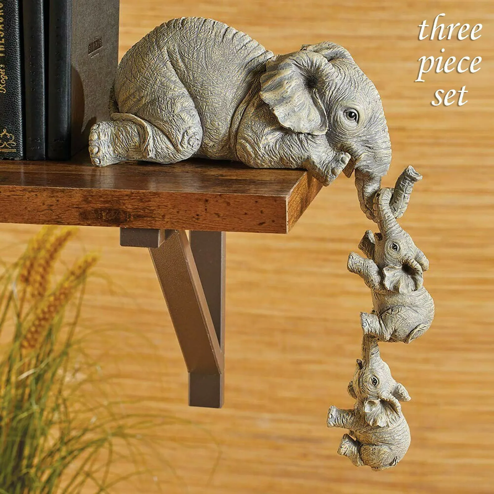 

Collections Resin Etc Elephant Sitter Hand-Painted Figurines Set of 3 Mother Two Baby Mother's Day Ornaments Handicraft Gifts