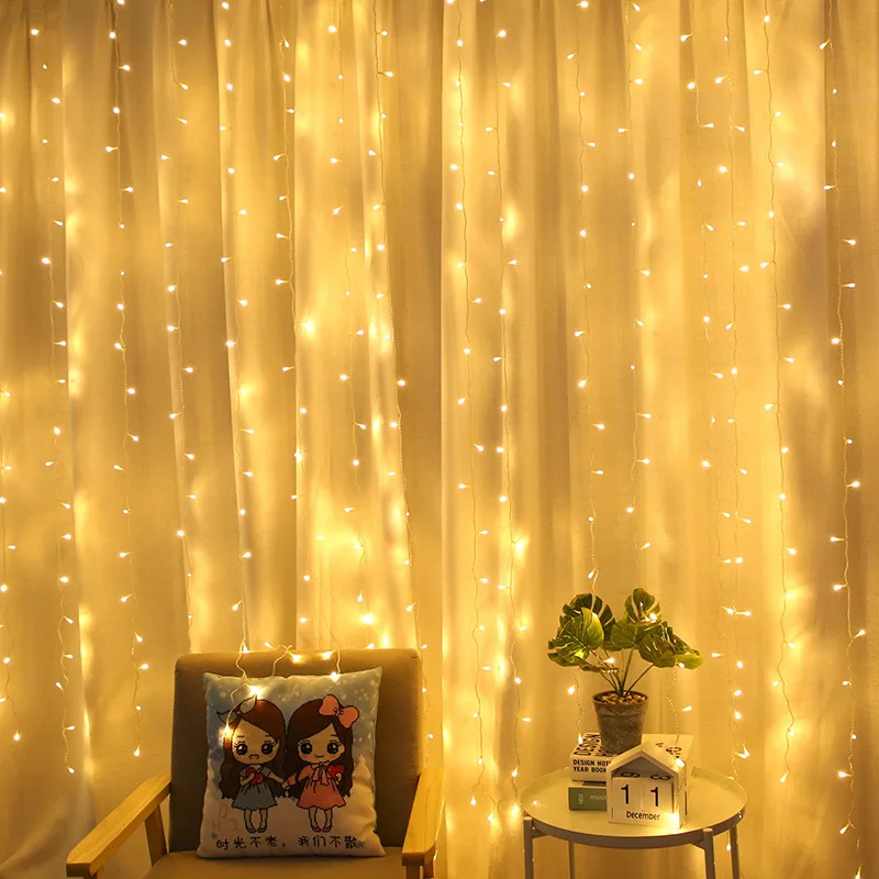 

Led Curtain String Light Holiday Fairy Lights Strings Decor 9 Color 3Mx3M 300-LED Christmas Wedding Lighting Party