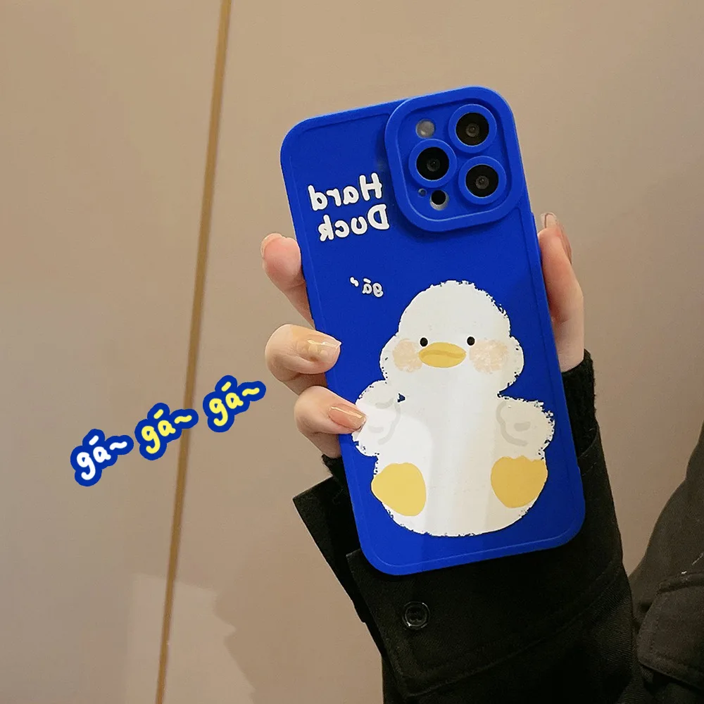 Силиконовый мягкий милый мультяшный чехол Nice happy duck для iphone x xr xsmax 11 12 13 pro max mini 7 8