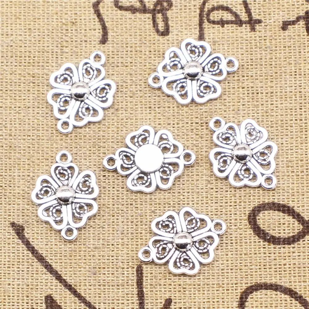 

Craft For Jewelry Findings Components 10pcs 10x21mm Antique Silver Color Flowers Connector