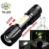 t6 led flashlight super bright zoomable usb rechargeable aluminum alloy portable flash light waterproof torch