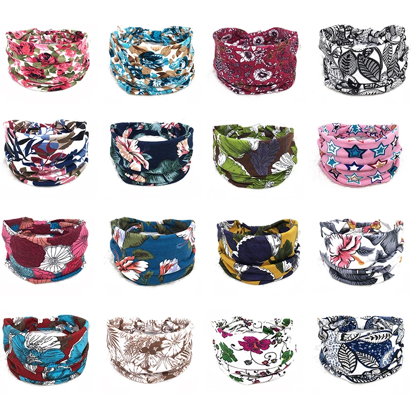 

Fashion Floral print Knot Women Sports Yoga Headband Vintage Hairband Girls Headwear Leopard Scarf Hair Accessories