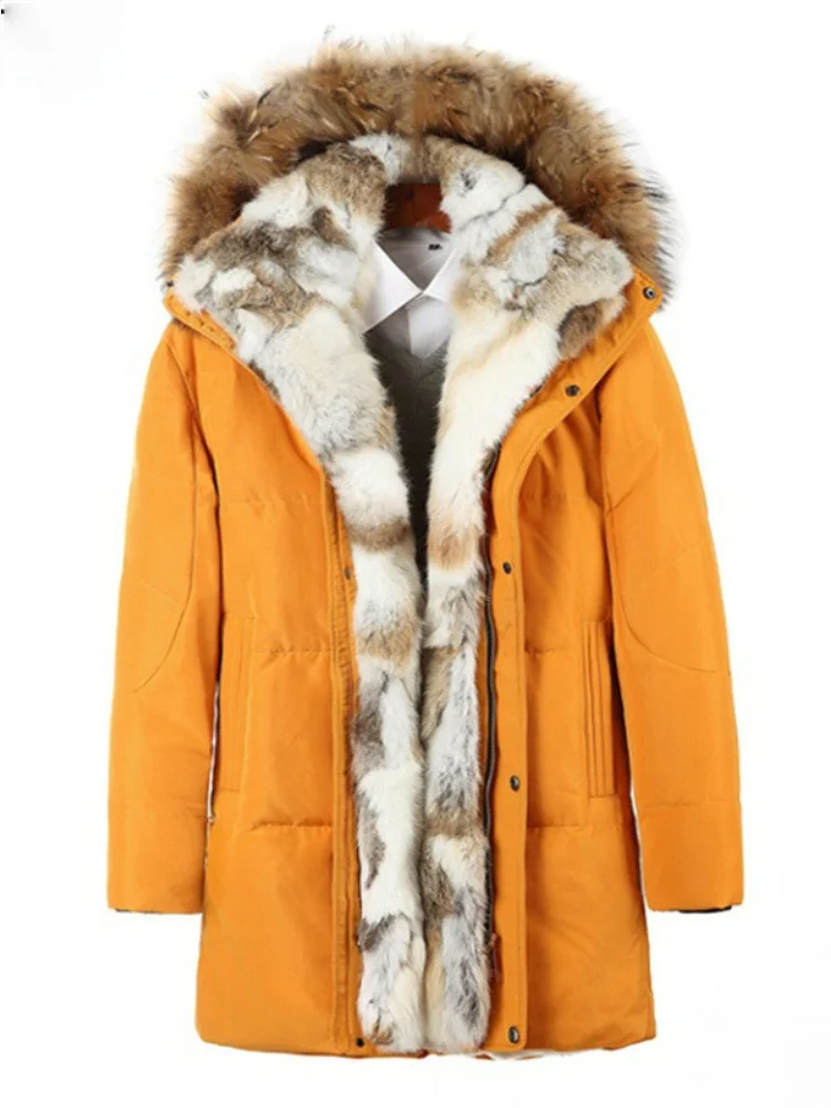 

Young Men and Women Mid-length Couples Polyester Fiber Hooded Collar Straight Down Jacket S-5XL Winter Coat Clothes