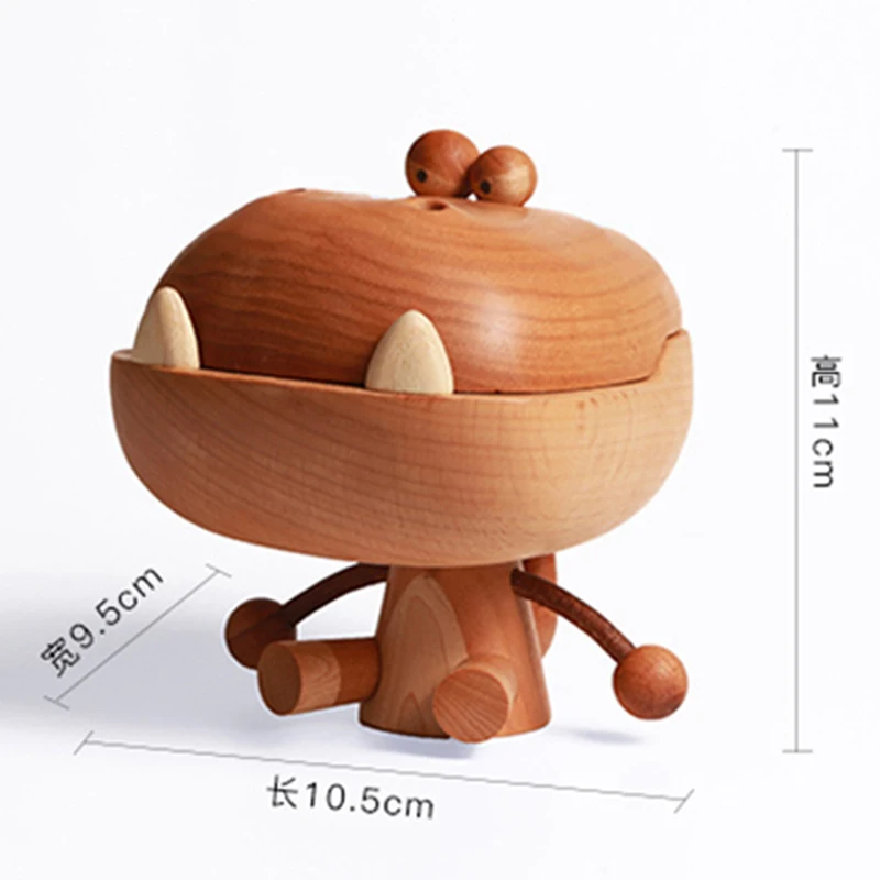 Wooden Angry Big Mouth Dragon Figurine Incense Burner Candy Storage Box Home Decor Modern Wood Craft Desk Decoration Accessories | Дом и сад