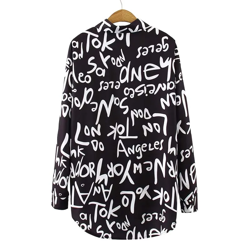 Блузка женская однобортная с принтом граффити элегантная повседневная офисная