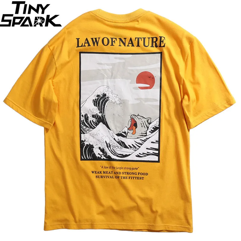 2020 Мужская футболка в стиле хип хоп с забавным котом футболки Harajuku японская