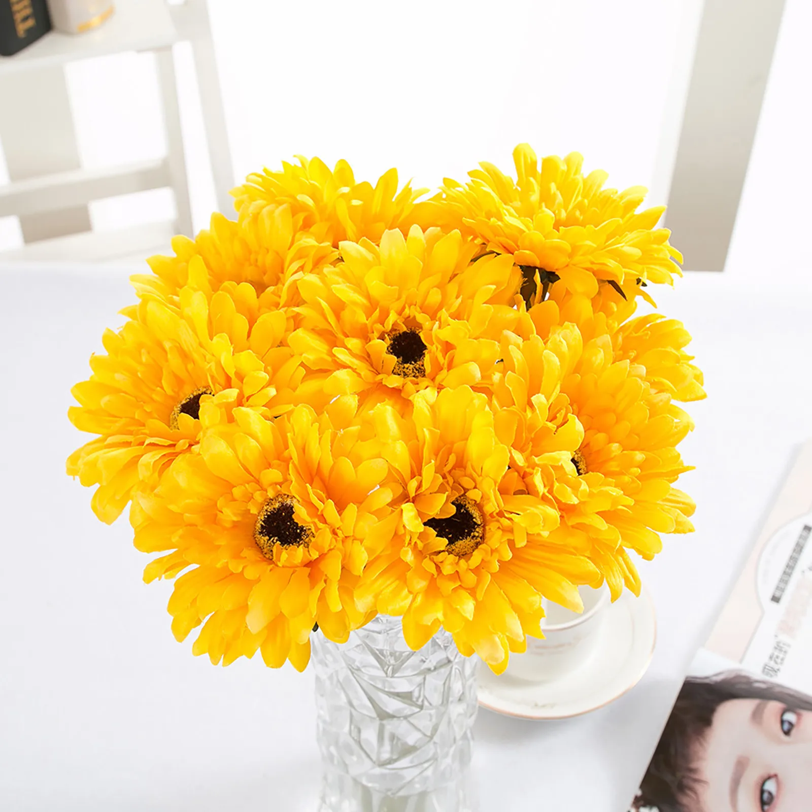 

5pcs Cheap Fake Gerbera Heads Flower Holiday Fake Flower Decoration Ornamental Flowerpot Artificial Plants Wedding Decor