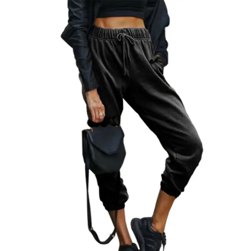 

Womens Plain Harem Pants Sports Loose Casual Trousers Elastic Pockets Trouser