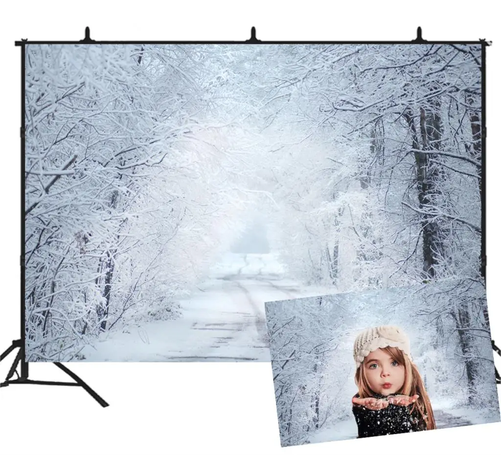 

Зима задний фон с изображением страны чудес для фотосъемки снежинок лесов деревьев новорожденных детей портретная фотобудка Рождество сем...
