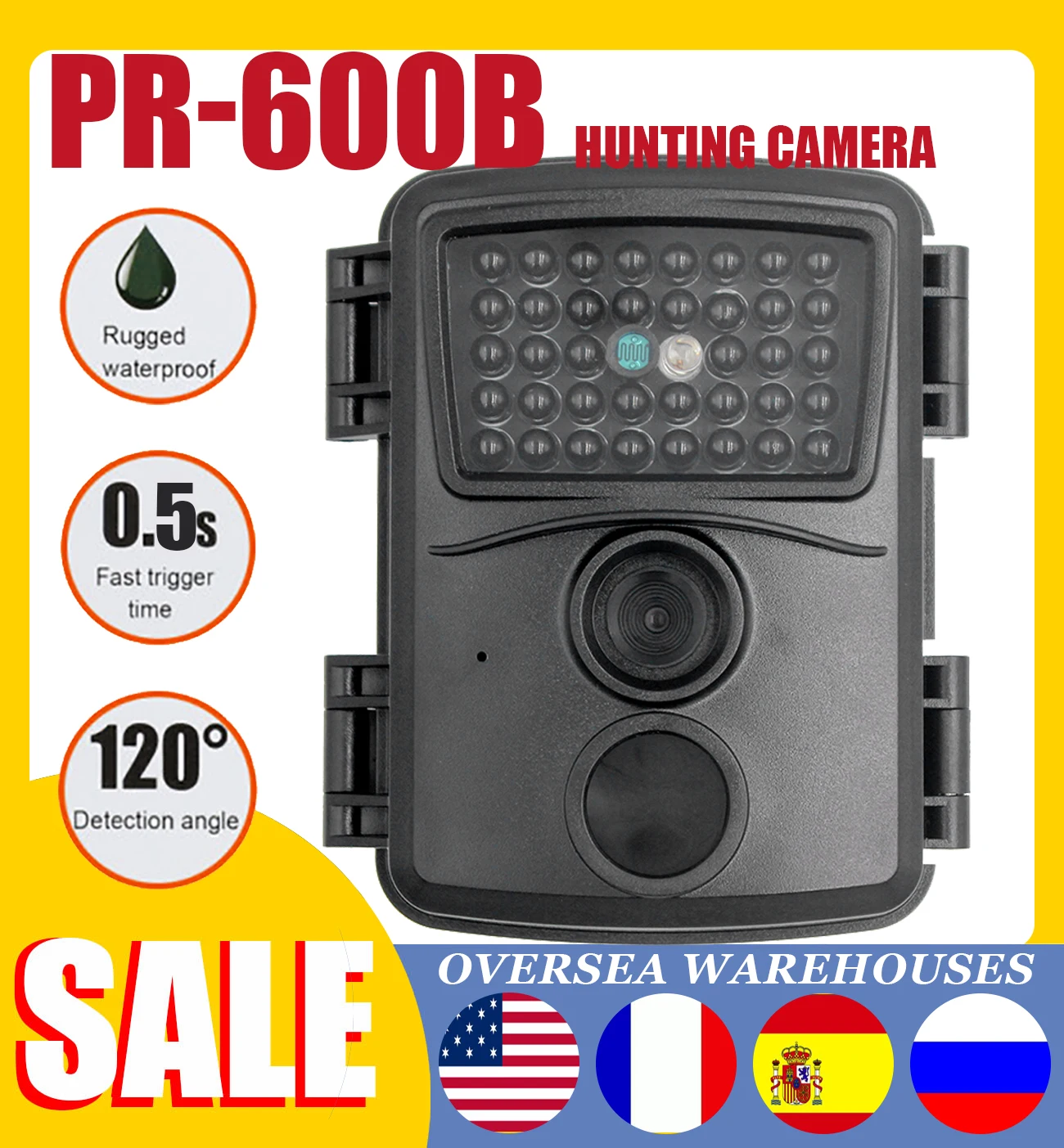 

PR-600B hunting camera 12MP HD Game Camera Waterproof Wildlife Scouting Hunting 0.3 second response 90° wide range shooting