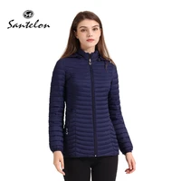 santelon winter women mid length long warm parka coat with detachable hood female outdoor ultralight padded cotton clothes