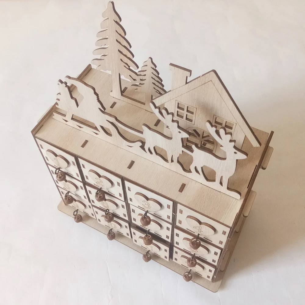 Iy Рождественская коробка для хранения календаря креативная деревянная мелочей