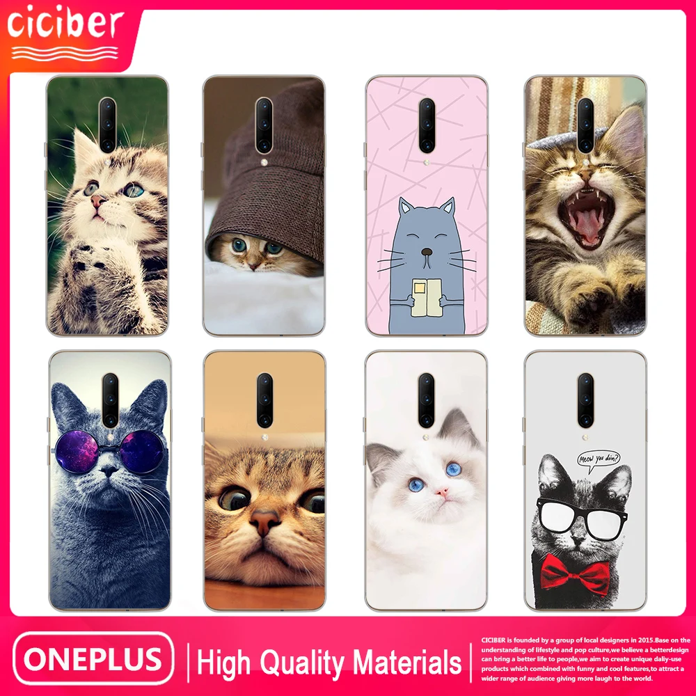 

Cute Cat Case For Oneplus 8 Pro 8T 7T 7 6T 6 Nord N10 N100 Pro Glass Phone Cases for one plus 8 1+7 1+7t 1+8t 1+6 1+6t Cover