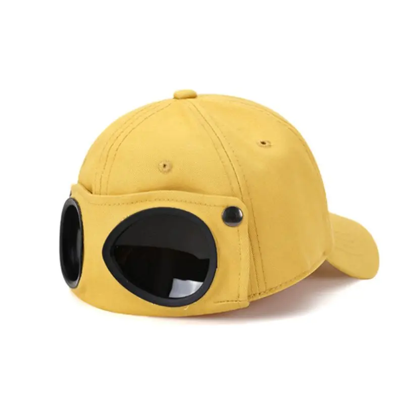 Unisex Pilot Glasses Goggles Baseball Cap Harajuku Hip Hop Sunglasses Peaked Hat A69C