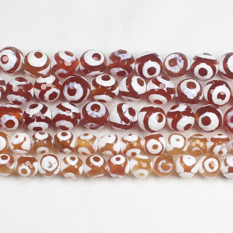 

Faceted Red 3eyes 8/10mm Dzi agates Round Beads 14.5"For DIYJewelry making! Mixed wholesale for all items !