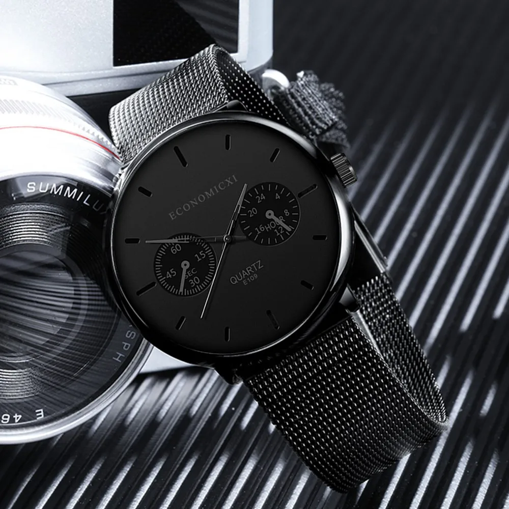 

Men's Fashion Business Watch Simple Ultra-thin Mesh Band High End Men's Quartz WristWatch Holiday Gift reloj inteligente hombre