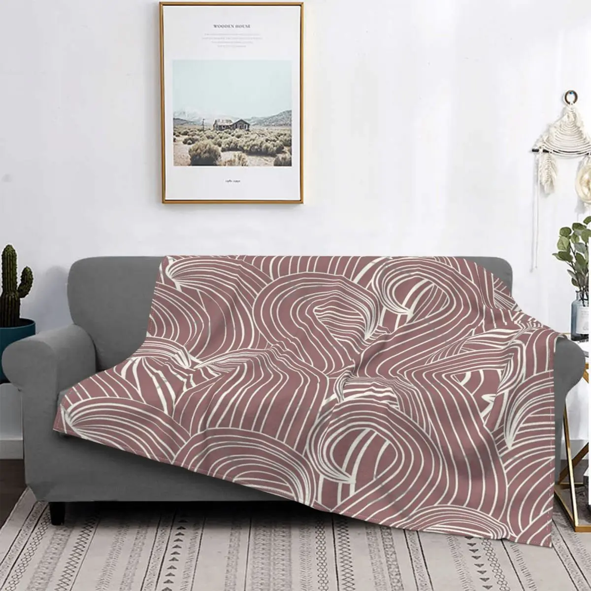 

Manta a cuadros con estampado de olas del mar, colcha para cama, sofá, toalla, regalo, 1 unidad