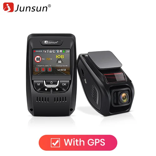 With GPS Junsun A7880 2 в 1 Автомобильный радар DVR gps Speedcam LDWS HD 1296P ночного видения авто регистратор видео регистратор камера - Название цвета: With GPS
