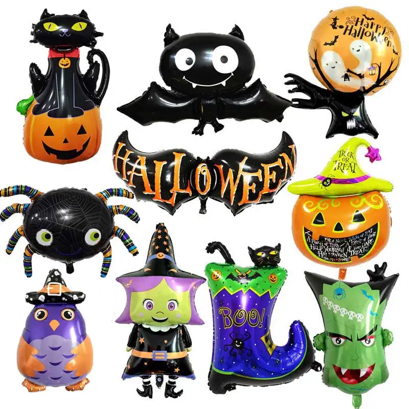 1 шт. новинка тыква паук летучая мышь кошка призрак дерево Хэллоуин алюминиевая