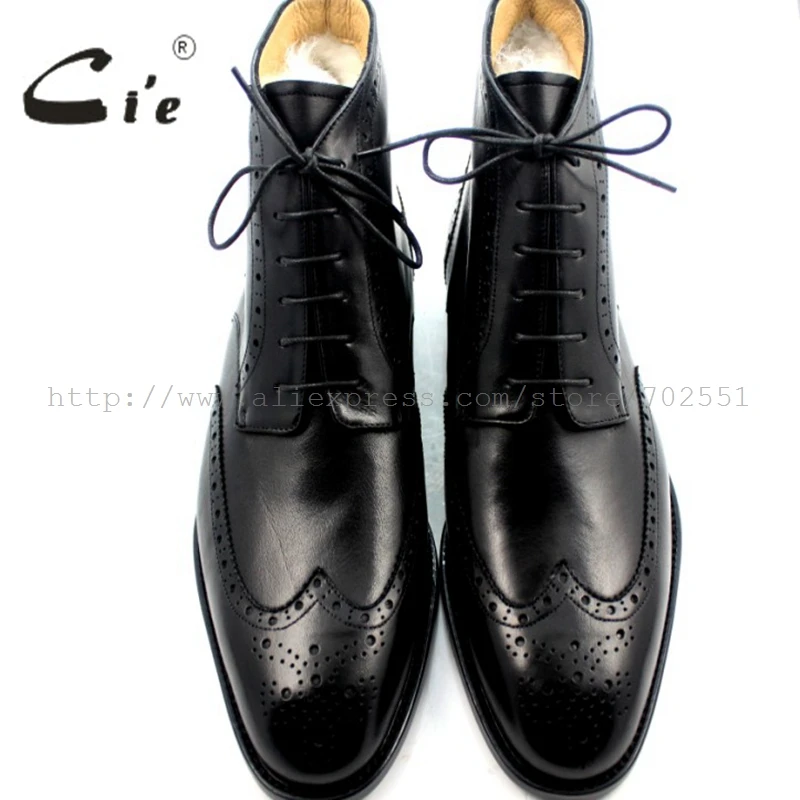 Cie кожаные мужские ботинки ручной работы из зернистой телячьей кожи шерстяные