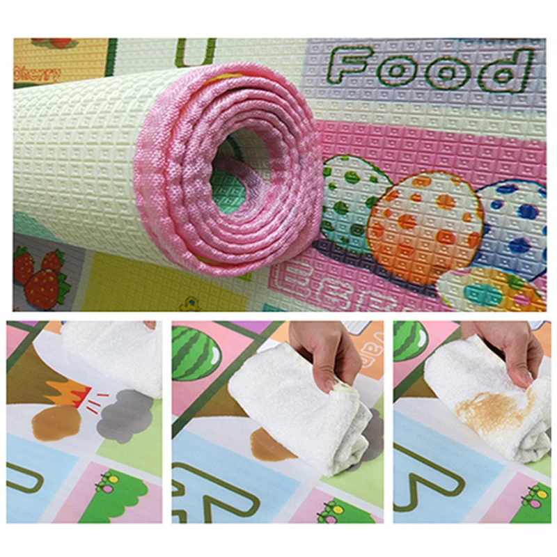 Двусторонний детский коврик для ползания Мультяшные животные 5 мм