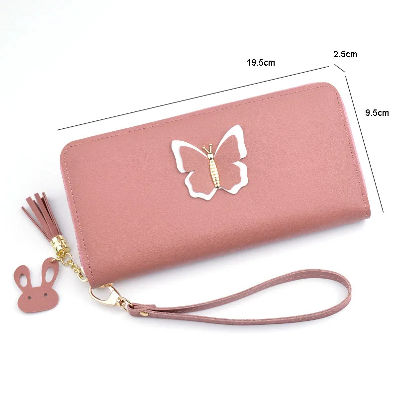 Женский кошелек с бабочкой Длинные кошельки для монет на молнии Дизайнерские