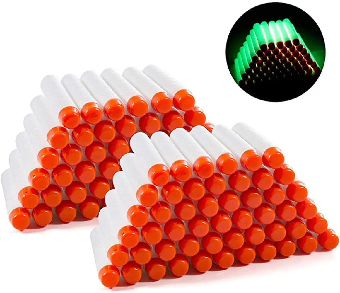 

200/400PCS Darts For Nerf white Luminous Soft Hollow Hole Head 7.2cm Refill Darts Toy Gun Bullets for Nerf Series Blasters Xmas