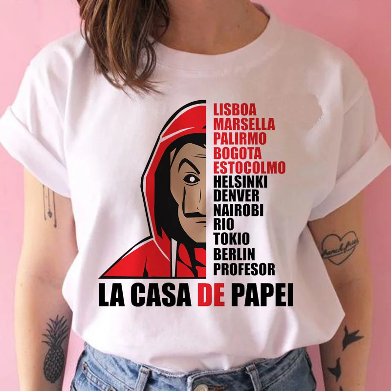 Money Heist футболка хип-хоп Женская La Casa de Papel House Of paper Футболка женская ulzzang Топы 90s одежда футболка Новинка Лето