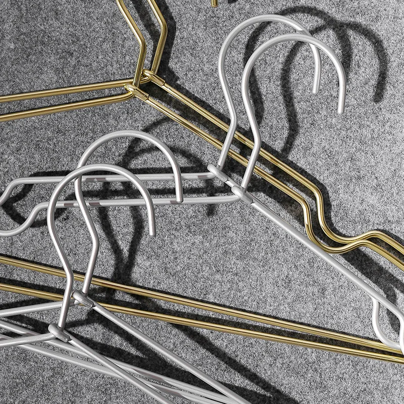 

10 PCS Space Aluminum Alloy Clothes Hanger No Inca Thick Wire Stainless Steel Clothes Support Household Groove Adult Wire