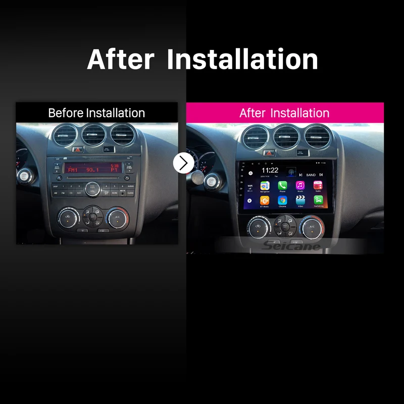 

Seicane Android 10.0 Car GPS Radio Unit Multimedia for 2008 2009 2010 2011 2012 Nissan Teana Altima Manual A/C with RDS WIFI SWC