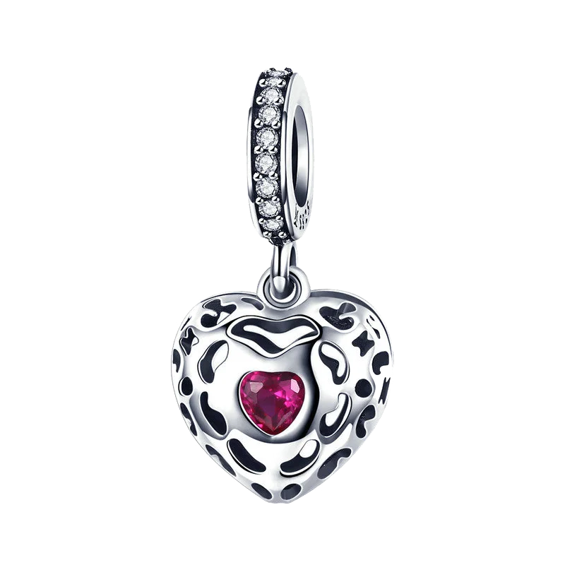 

BOFUER New Fit Original Pandora Charm Peandant 925 Sterling Silver Red Meteorite Love Bead Dangle Pendant Heart Charm 232B