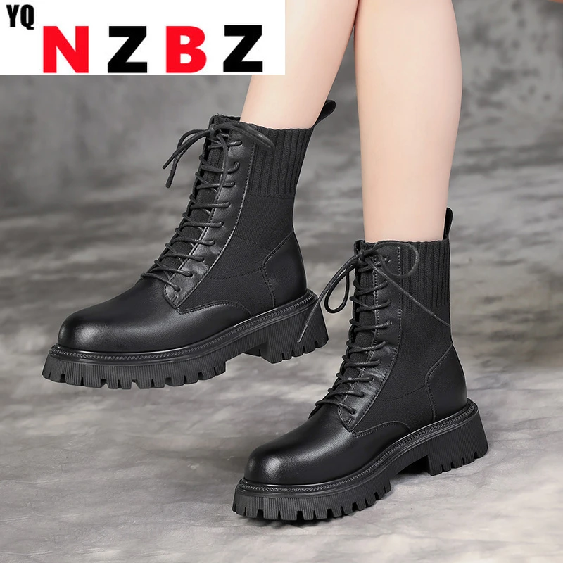 

Leather Platform Black Ladies Ankle Boots 2022 Fashion Ladies Warm Platform Shoes Casual Shoes women shoes platform boots