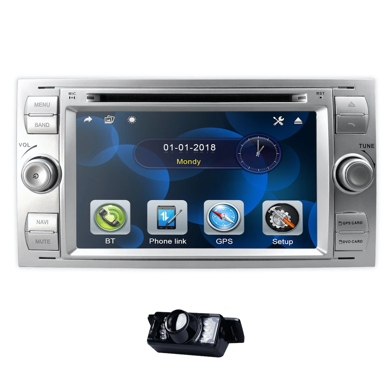 Silver Автомобильный DVD " gps для Ford Focus Transit C-MAX Mondeo Fiest GPS навигация Зеркало Ссылка DAB+ задняя камера 16 Гб карта - Цвет: Silver