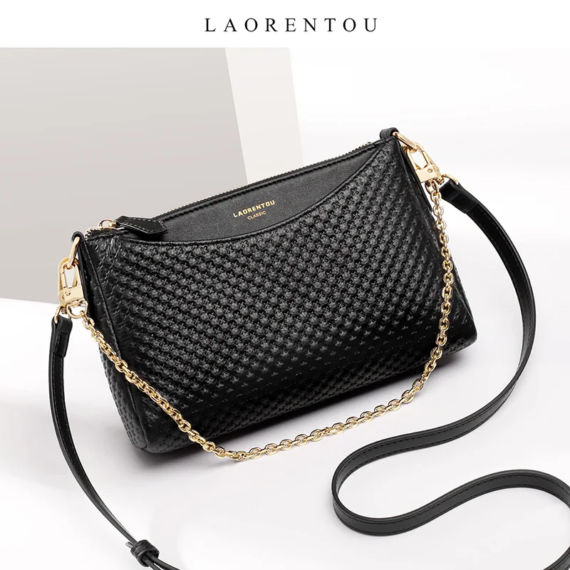 Женская сумка Кроссбоди LAORENTOU черная классическая мессенджер из натуральной
