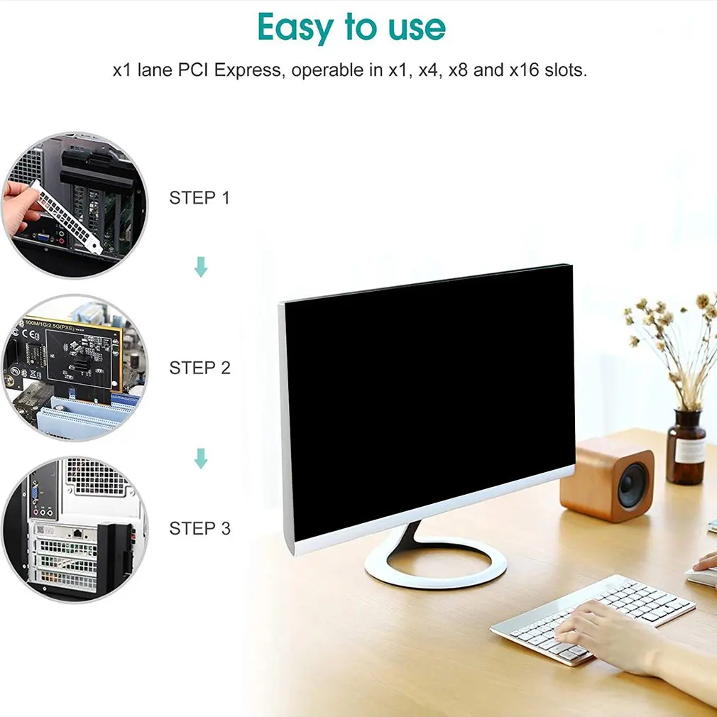 Game PCIE card 2500Mbps Gigabit Network Card 10/100/1000Mbps RTL8125 RJ45 wired PCI-E 2.5G Adapter LAN | Компьютеры и офис