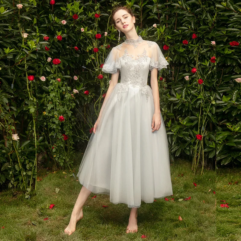 Sexy Illusion Lace Long Evening Dresses Robe De Soiree Elegant Party Half Sleeve Bridesmaid Dress | Свадьбы и торжества