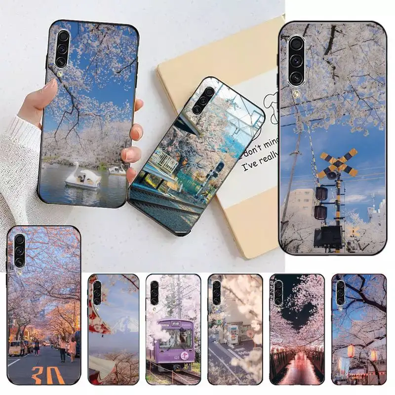 

Japanese cherry blossom street view Phone Case For Samsung galaxy A S note 10 12 20 32 40 50 51 52 70 71 72 21 fe s ultra plus