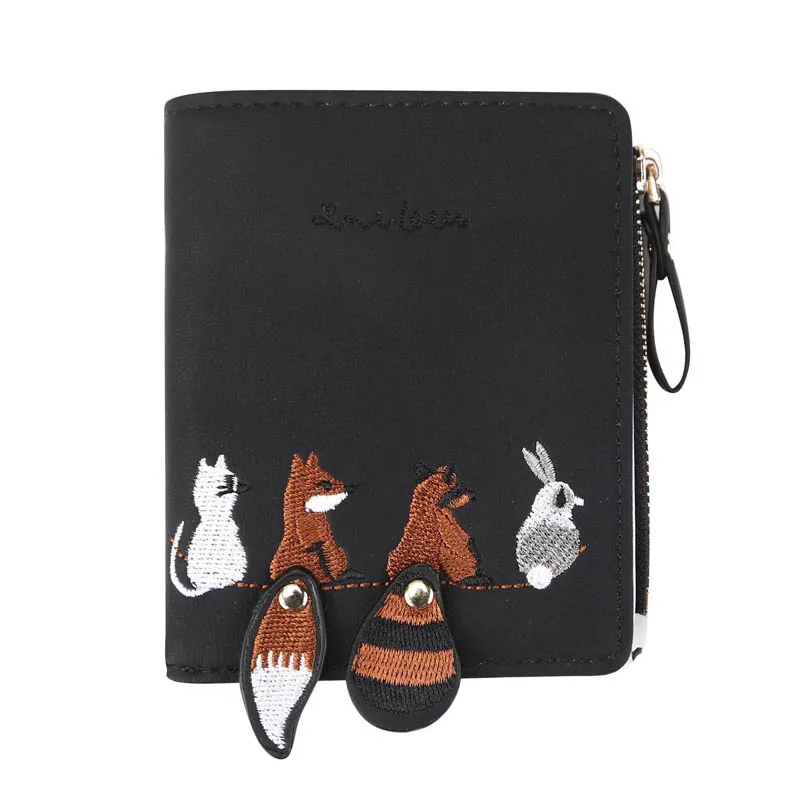

Women Leather Wallet Zipper Clutch Purse Lady Short Bag New Hot Fashion Coin Purses Cute Animal Printing Bag Slim Purse Wallet