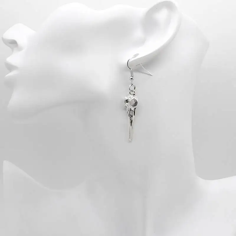 Птица Серьга с черепом ожерелье готический длинный кулон серьги ворона