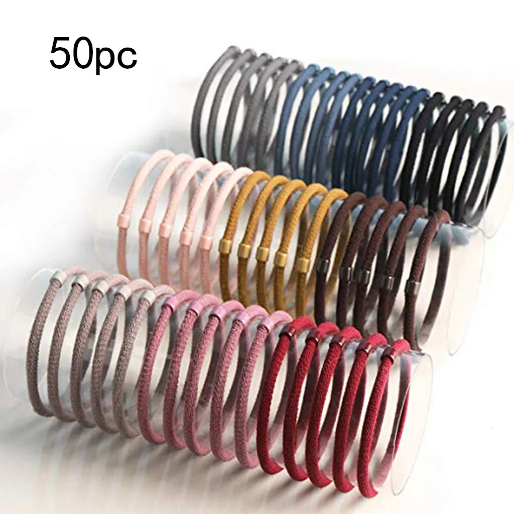 Женские эластичные резинки для волос 50 шт. мягкие с конским хвостом аксессуары
