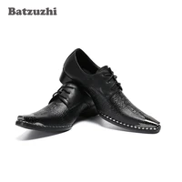 batzuzhi black lace up leather business dress shoes formal leather dress shoes flats chaussures hommes big sizes us6 12eu38 46
