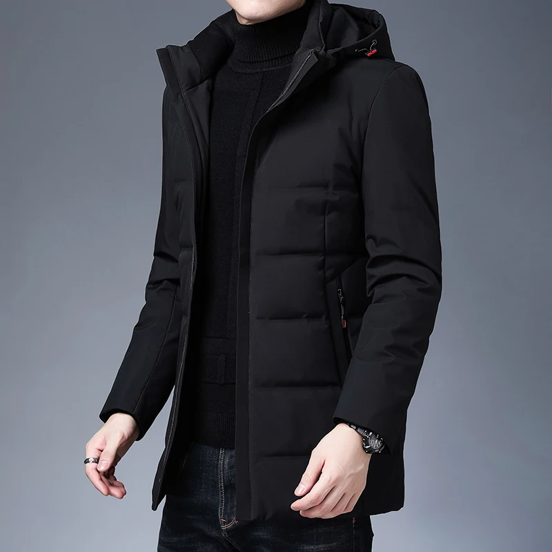 

2021 Top Grade New Brand Casual Fashion Mens Down Winter Jacket Windbreaker Long Parka With Hooded Coats Korean Mens Clothes