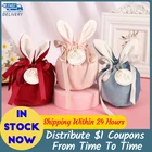 Бархатные пасхальные пакеты, милый кролик, Подарочные Упаковочные пакеты, Прямая поставка, кролик, шоколадные конфеты, украшение для дня рождения 2022